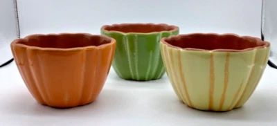 "Juego de 3 cuencos de calabaza de gres Autumn Harvest condimento sopa de inmersión, etiqueta, 4,25"" de ancho" Foto 1 de 4