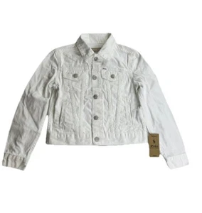 Polo Ralph Lauren WHITE Girls Denim Cotton Tucker Jacket, Size M (8-10), NWT $89 - Picture 1 of 11
