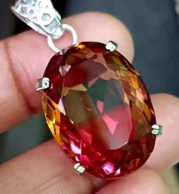 Colgante de plata maciza 925 alejandrita natural de 64,22 quilates + cambio de color AG piedras preciosas Foto 1 de 4