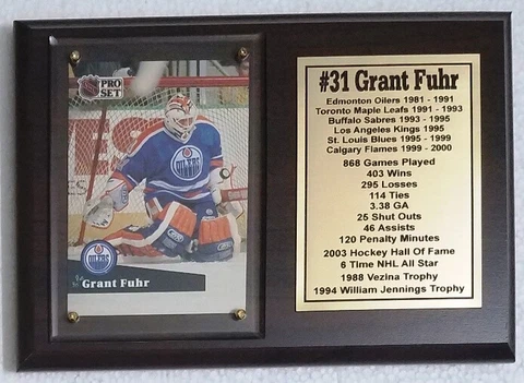 Edmonton Oilers Grant Fuhr Hockey Card Plaque Cover