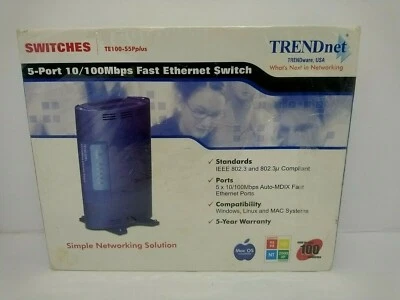 TRENDnet  TE100 (TE100S5P+) 5-Ports External Switch New Old Stock Ethernet - Image 1 of 4