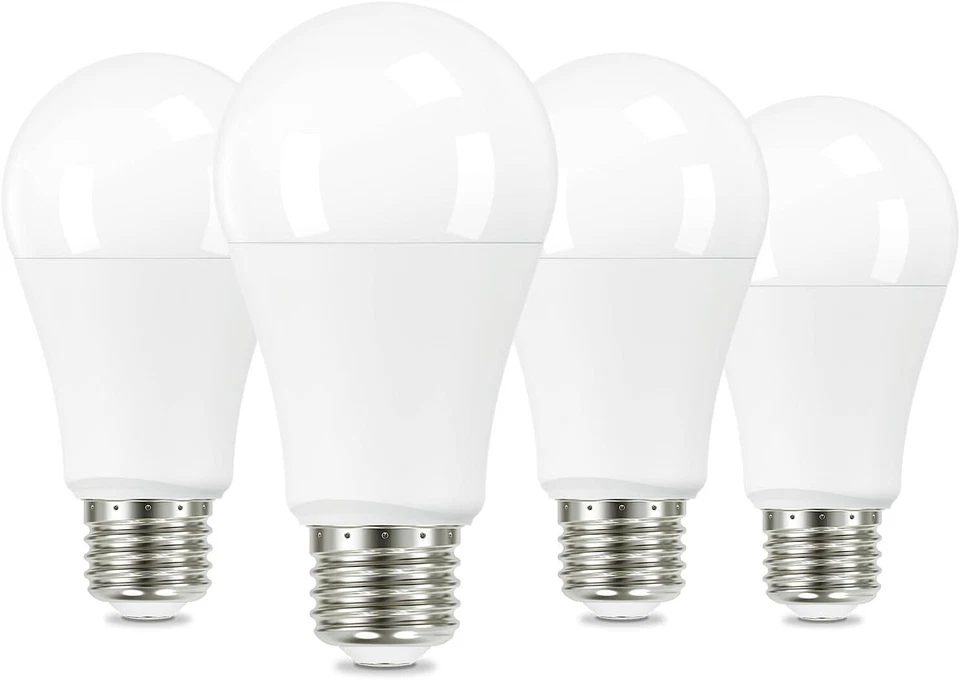 4-Pack A19 LED Light Bulbs 80W Equivalent E26 Base 9W 1000LM Daylight 5000K - Image 1 of 4