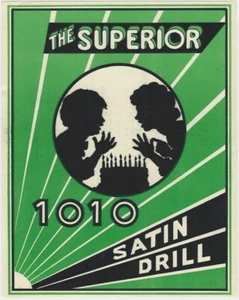 Superior Satin Drill Textile Fabric English Cloth Import Original Vintage Label - Imagen 1 de 1