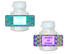 30 Personalized Mermaid Birthday Party Favor Bubble Labels, stickers, tags