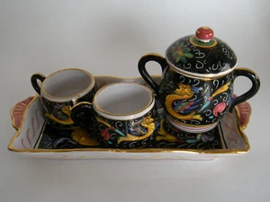 Italienisches Espresso Set, Vibrant Cobolt Blue and Yellow Dragon Design (L16) - Bild 1 von 4