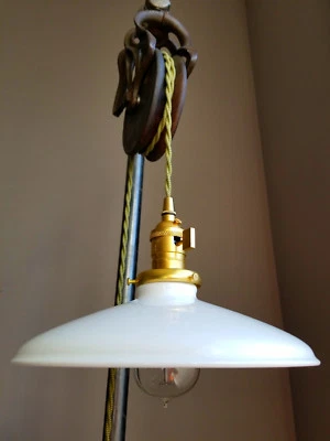 White Porcelain Enamel Shade: 10" Rounded Metal 2-1/4" fitter, Industrial Lights - Image 1 of 4