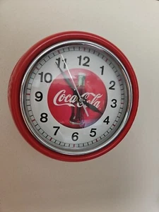 Coca Cola 9" Red Metal Wall Clock Battery Operated Retro Look Vintage - Picture 1 of 14