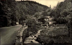 TRUSETAL DDR Postkarte ~1960 Gasthaus Pension Wasserfall Waterfall River Falls - Picture 1 of 2
