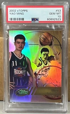 2002 ETOPPS #53 YAO MING PSA 10 GEM MINT HOUSTON ROCKETS HOF ROOKIE - Image 1 of 2