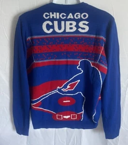 MLB Chicago Cubs Double-Sided Ugly Christmas Sweater Men’s Sz Large Lightweight - Picture 1 of 9