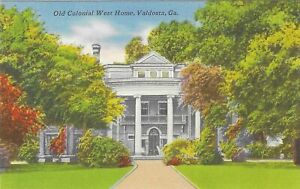 Vintage Georgia Linen Postcard Valdosta Old Colonial West Home