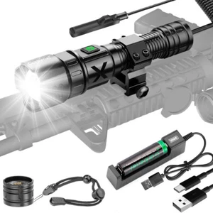 900000 Lumens Tactical Gun Flashlight Picatinny Rail Mount for Hunting Shooting - Picture 1 of 17