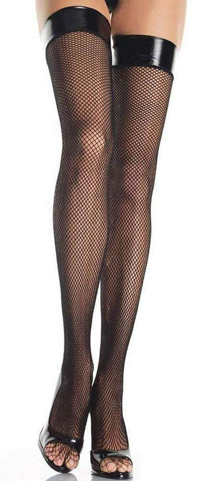 Halterlose Netz Strümpfe mit Lack Abschluss - Bild 1 von 1