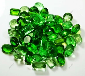 Unique Green PERIDOT 50Ct Lab-Created Mix Shape Lot RING SIZE CERTIFIED Gemstone - Picture 1 of 8
