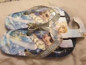 Disney Frozen II Flip Flops Girls Kids Slides Thongs Size US 2 SNR NEW - Picture 1 of 7