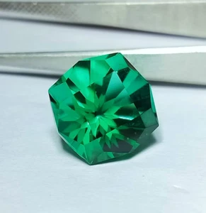 AAA Green Garnet Cushion Octagon Shape 13.50X13.50X09.60MM Unique Flower Cut Gem - Picture 1 of 4