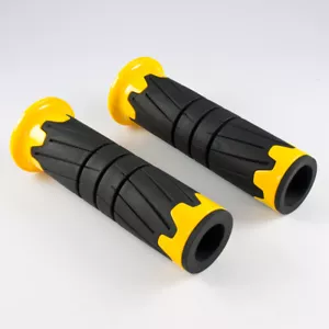 tire pattern Handlebars Hand grips Black & Yellow for Custom Motorcycle Scooter - Picture 1 of 7