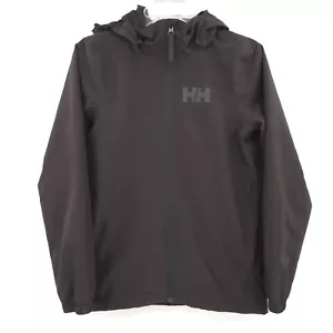 Helly-Hansen Juniors' Flight Rain Jacket Kids Size 12 black hooded windbreaker - Picture 1 of 12