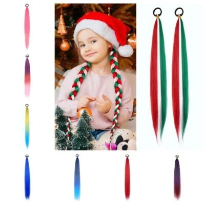 2 piezas de extensión de cola de caballo larga recta rosa piezas de cabello falso trenza cola de caballo mujeres Foto 1 de 4