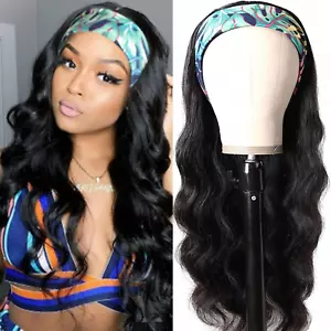 Body Wave Headband Wig Human Hair for Black Women 22 Inch None Lace Front Wig Hu - Picture 1 of 12