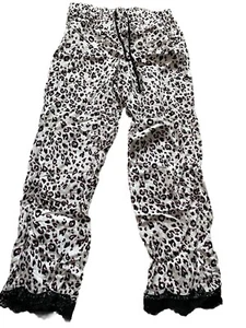 Victoria's Secret Animal Print Pajama Pants Size S Lace Hem Drawstring - 19 - Picture 1 of 7
