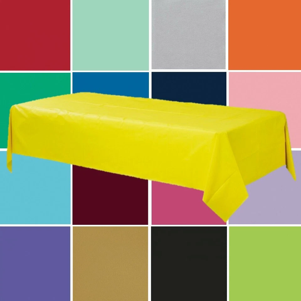 Rectangle Solid Colour Table Cloth Covers Plastic 137cm x 274cm Party Wedding - image 1 of 1