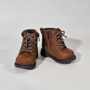 Wonder Nation Brown Hiking Boots Toddler Size 4 W/Glitter Laces & Zipper Closure - Picture 1 of 13