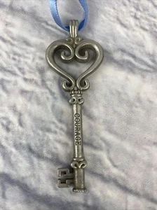 Llave esqueleto grande de metal plateado de 3"" CORAJE adornada valores familiares únicos - Imagen 1 de 4