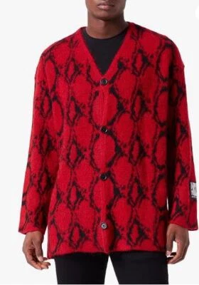 Just Cavalli Hombre Cárdigan Tejido Gran Tamaño Logo Manga Código de Barras 01 PVP £698 Foto 1 de 4