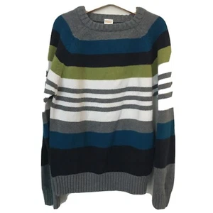 Gymboree Boys Sweater 7-8 EUC Teal Lime Gray Stripes 2012 Snow Days - Picture 1 of 6