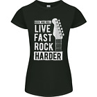Live Fast Rock Harder Guitar & Roll Music Womens Petite Cut T-Shirt