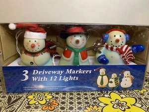 3 Vintage Schneemann Blasform Einfahrt Markierungen elektrische Lichter 6" selten Weihnachten - Bild 1 von 13