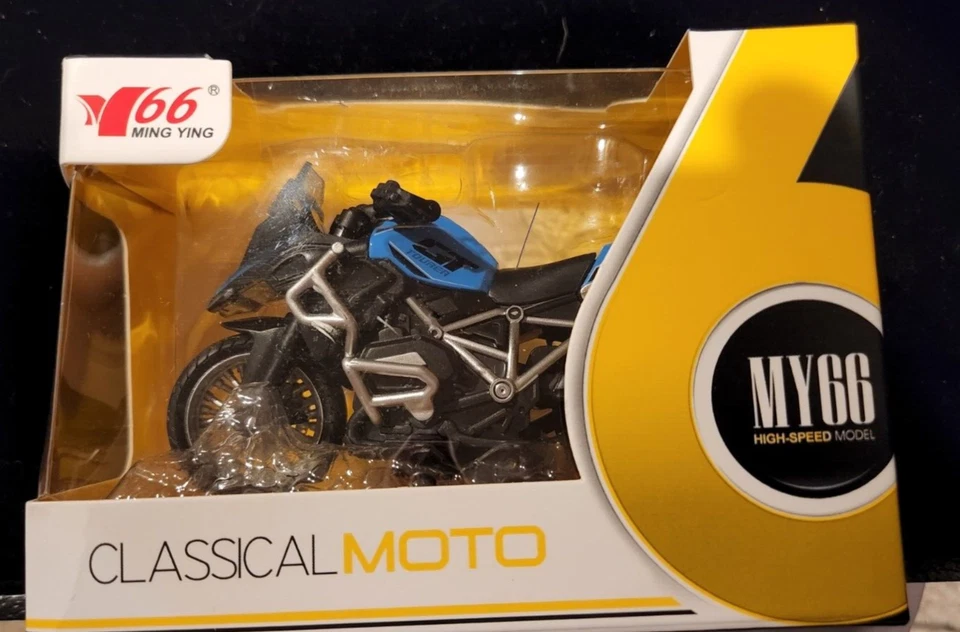 BMW Motorcycle Modelo Die-cast MY66 M1218 Escala 1:14 Azul Caja Dañada Foto 1 de 4