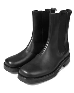 Botas al tobillo Firenze Atelier para hombre hechas a mano de cuero negro punta cuadrada Chelsea - Imagen 1 de 12