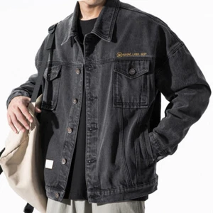 Mens Autumn Loose Denim Outerwear Jeans Jacket Casual Coat Retro Tops, - Picture 1 of 15