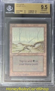 MTG Limited Edition Alpha 1993 Swamp (A) BGS 9.5Q+ (TRUE QUAD+) GEM MINT 93/94 - Picture 1 of 6