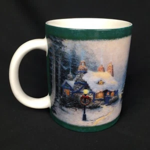 Tazza porcellana Thomas Kinkade Amcal Holiday Winter Cottage Art 16 oz - Foto 1 di 7