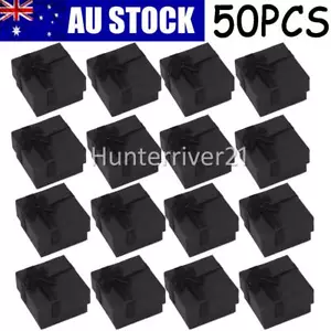 50x Jewelry Gift Boxes Rings Earrings Cardboard Box with Foam Black AU - Picture 1 of 8