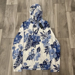 Polo Ralph Lauren Hoodie Herren klein blau Hibiskus Blumen tropisch Langarm neu mit Etikett - Bild 1 von 9