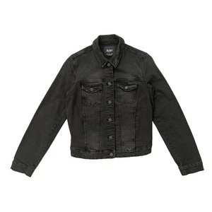 Chaqueta de mezclilla recortada negra con botones elásticos bolsillos delanteros Zara Trafaluc para mujer L - Imagen 1 de 7