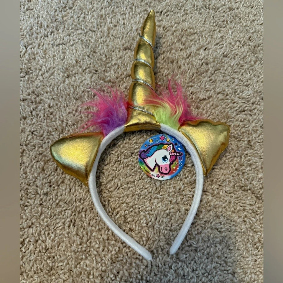 Diadema unicornio dorada con detalles coloridos nueva con etiquetas Foto 1 de 4