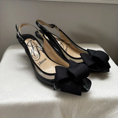 J. Renee Black Patent Pointed Toe Sing Back Garbi Dress Pumps Heels Size 8.5 - Image 1 of 4