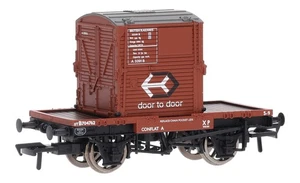 37-961 Bachmann OO Conflat Wagon w/ Type A Container 'Door to Door' (Pre-Owned) - Picture 1 of 1