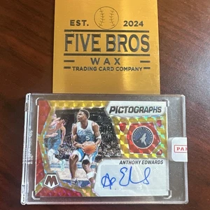2023-24 Panini Mosaic Anthony Edwards Pictographs Auto Red Gold - Picture 1 of 7