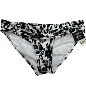Bar III Side Tab Hipster Bikini Bottom Size S White Black Spot Leopard New - Picture 1 of 5