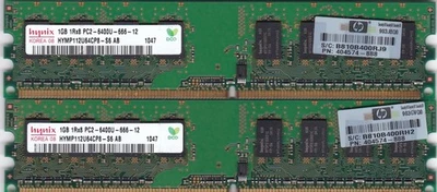 2GB 2x1GB PC2-6400 DDR2-800 HYNIX HYMP112U64CP8-S6 AB MEMORY KIT HP 404574-888 - Image 1 of 3