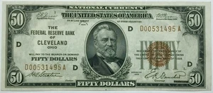1929 US FEDERAL RESERVE OF CLEVELAND $50.00 NOTE! SUPERB GEM BU+++! WOW NR #P719 - Picture 1 of 3