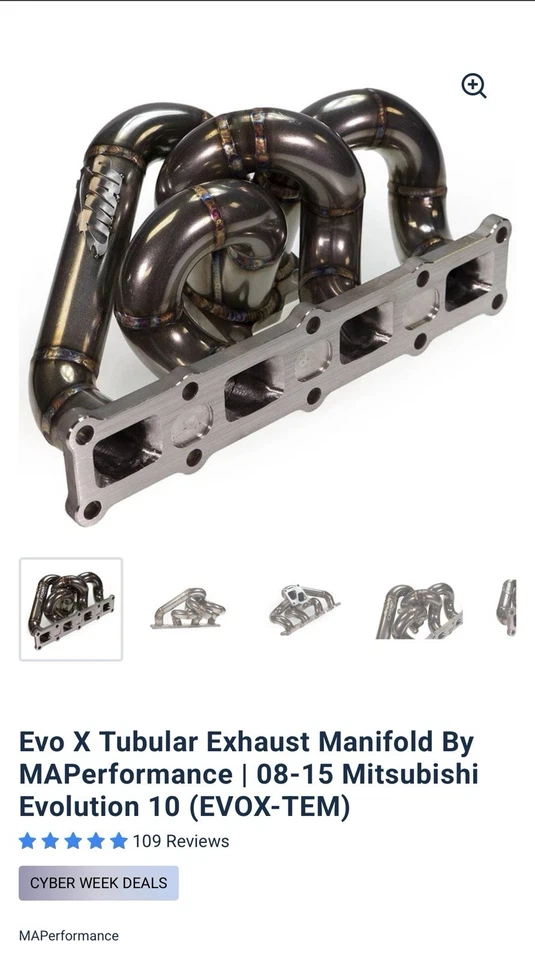 Colector de escape tubular Evo X de MAPerformance | 08-15 Mitsubishi Evolution 10 Foto 1 de 3