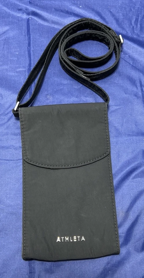 Bolsa tiracolo Athleta All About Phone mini bolsa preta microfibra bolso com zíper - Imagem 1 de 4