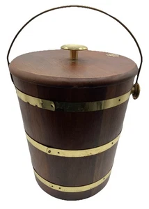Vintage Vermillion echte Walnuss Eiskübel Kunststoff gefüttert, Gold Detail, 11" hoch - Bild 1 von 10